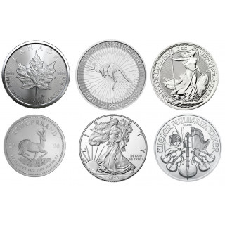 Kupie srebr­ne mo­ne­ty jedno un­cjo­we, od 20 do 500szt